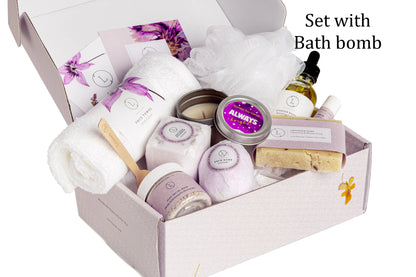 Lizush All Natural Lavender Gift Box with Bath Bomb and Shower Steamer - bath & body products