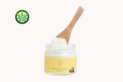 Grapefruit Shea Butter Body Cream with CBD, Shea Body Lotion (THC free)